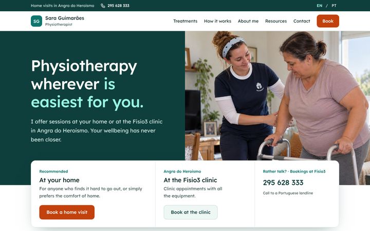Example: a two-language site for a physiotherapist