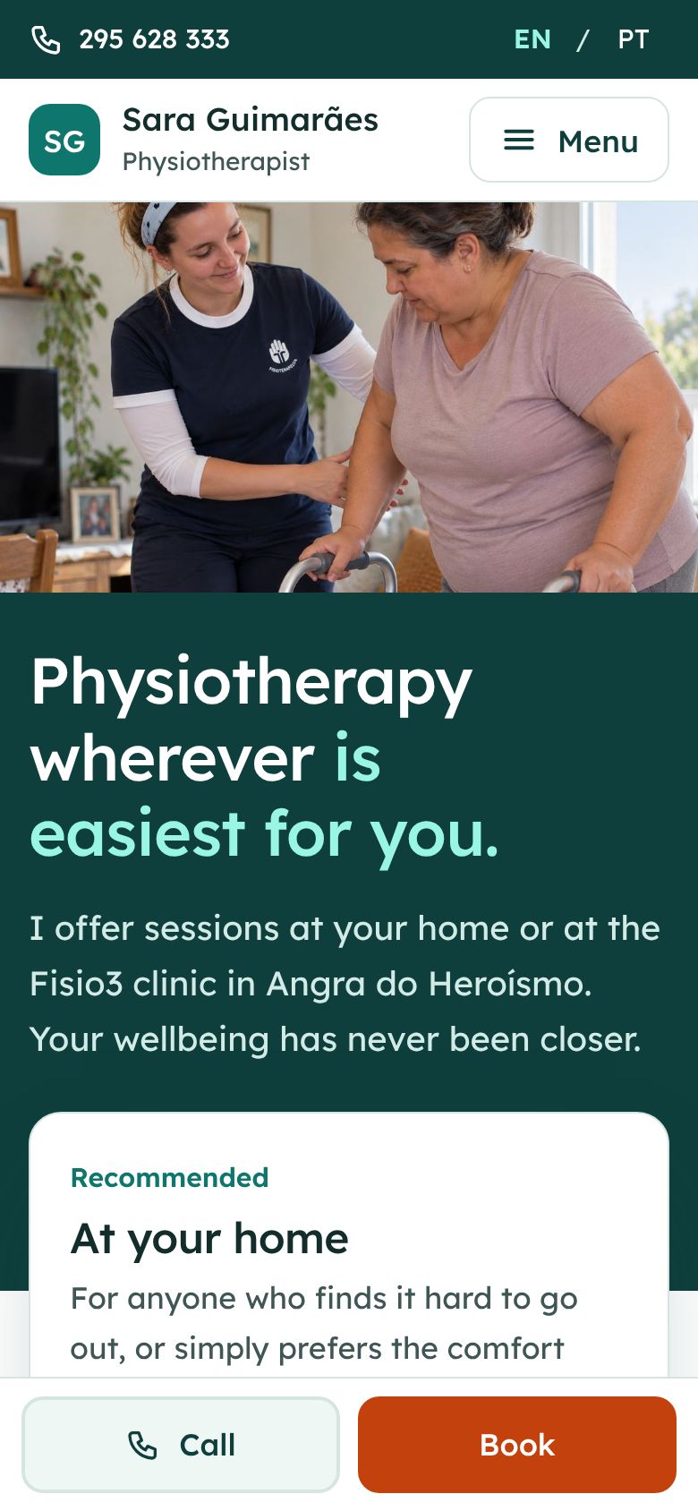 The physiotherapy site on a phone
